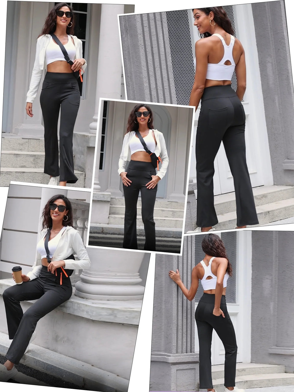 Womens Yoga Pants Flare Legging with Pockets Bootcut High Waist Lightweight Bottoms Workout Activewear Purple L