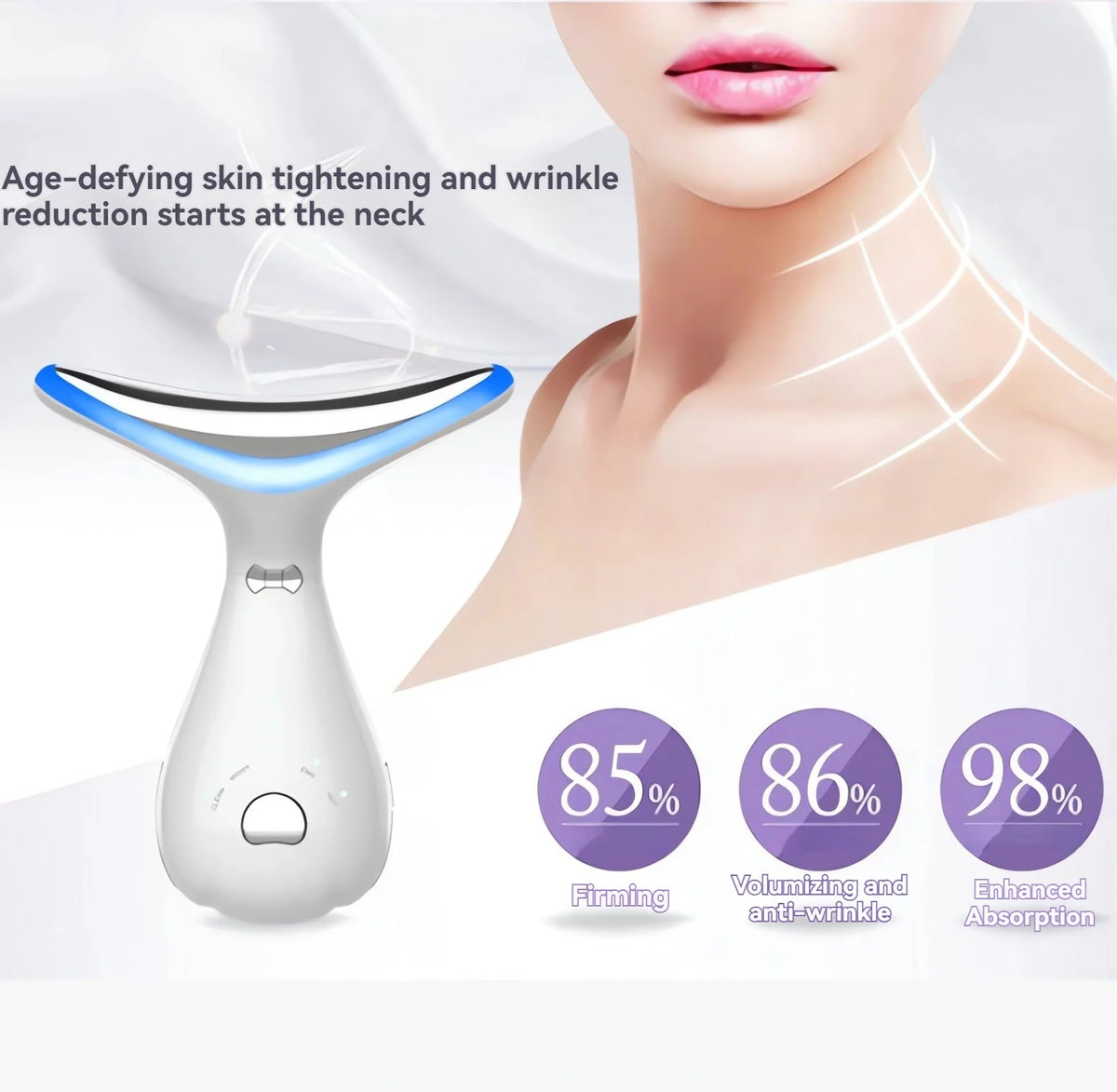3-In-1 Face and Neck Massager with Warmth, Vibration and Microcurrent