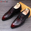 High Quality Men's Croc Print Men's Leather Shoes Lace Up Wedding Party Shoes Men's Business Office Oxford Flats Large Size