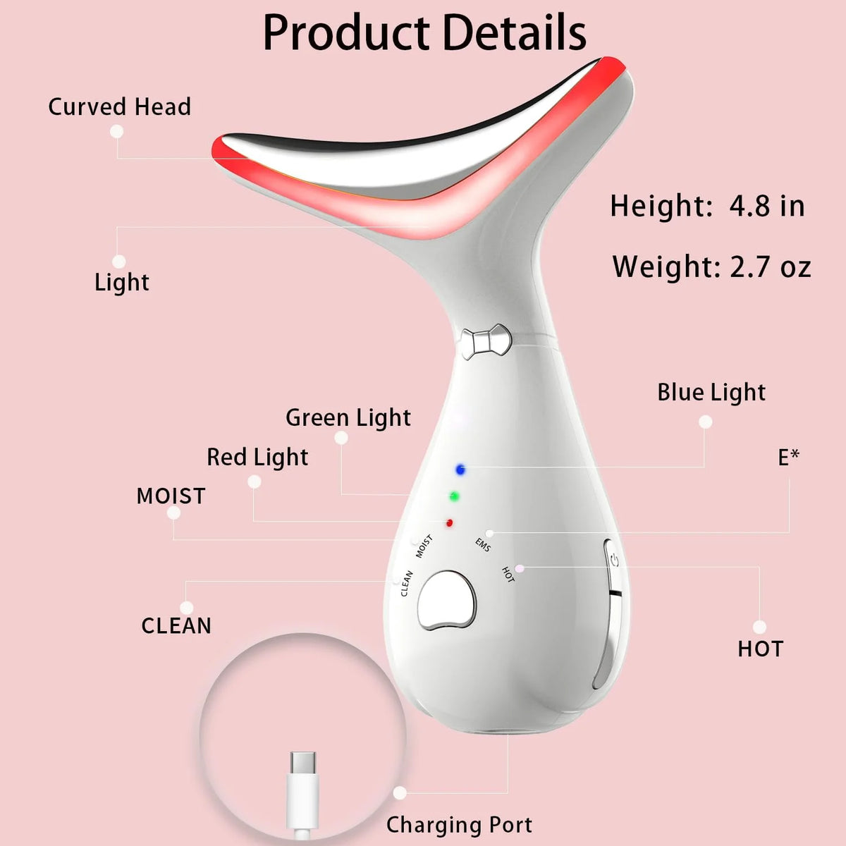3-In-1 Face and Neck Massager with Warmth, Vibration and Microcurrent